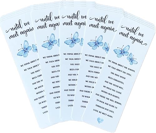 Marcapáginas de mariposa con poema de condolencia, recuerdos funerarios para invitados, juego a granel de 20 unidades, entrega en celebración de la