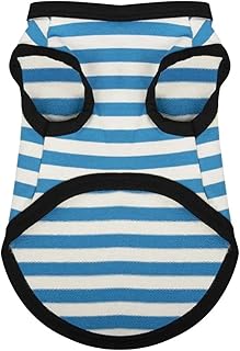 1 prenda de verano para perros pequeños y medianos, sudadera de algodón a rayas para mascotas, ropa transpirable para cachorros y gatos (color: azul, talla: XS)