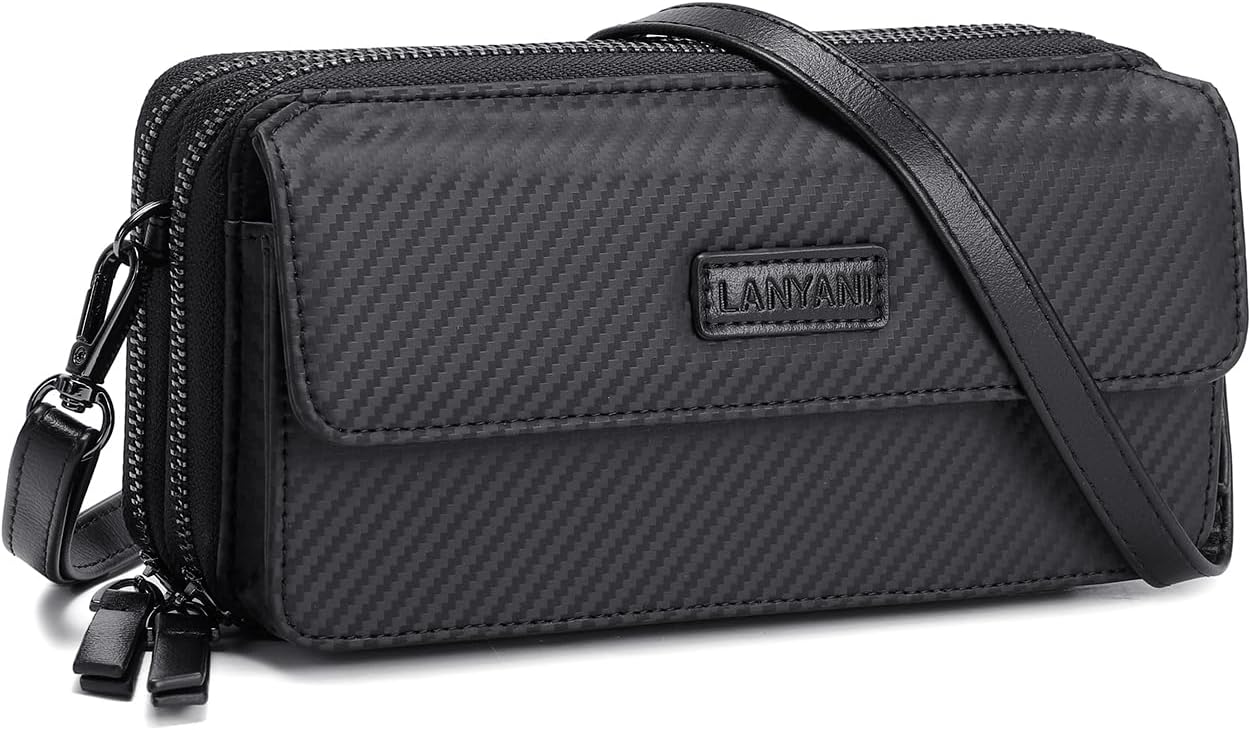 Lanyani RFID Crossbody Wallet Wristlet Purse with Phone Pocket For Women Vegan Leather
