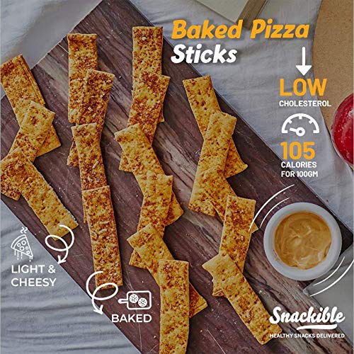 Image of Snackible Baked Pizza Sticks with a Cheesy Jalapeno Dip (Pack of 6) - 6x80gm | Baked | Low Calorie | No Preservatives | Cracker&Dip