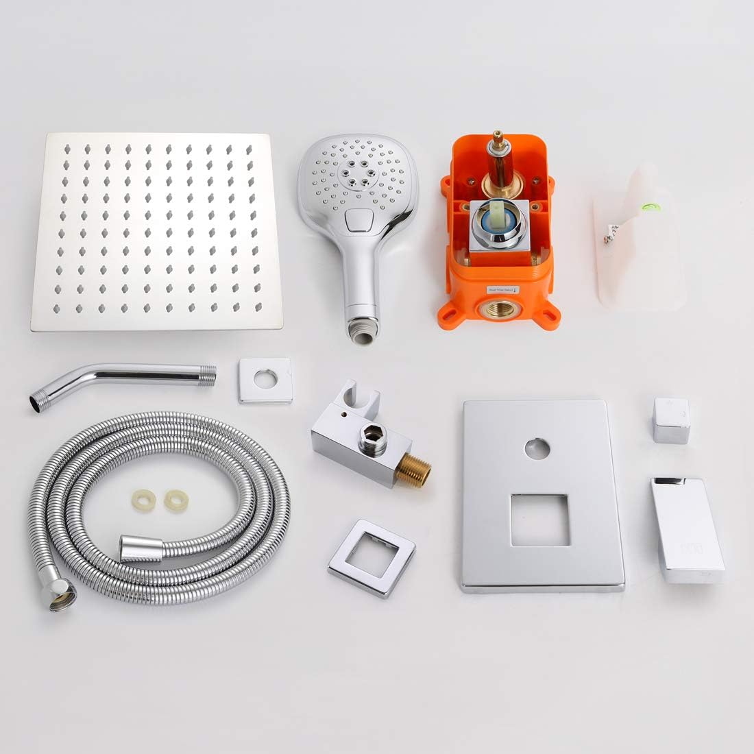 ❤ Crazy Deals POP Shower System Polished Chrome Bathroom Rainfall Shower Faucet Set Complete Wall Mounted 8 Inch Shower Head and Handle Set with Rough-in Valve Body and Trim Kit