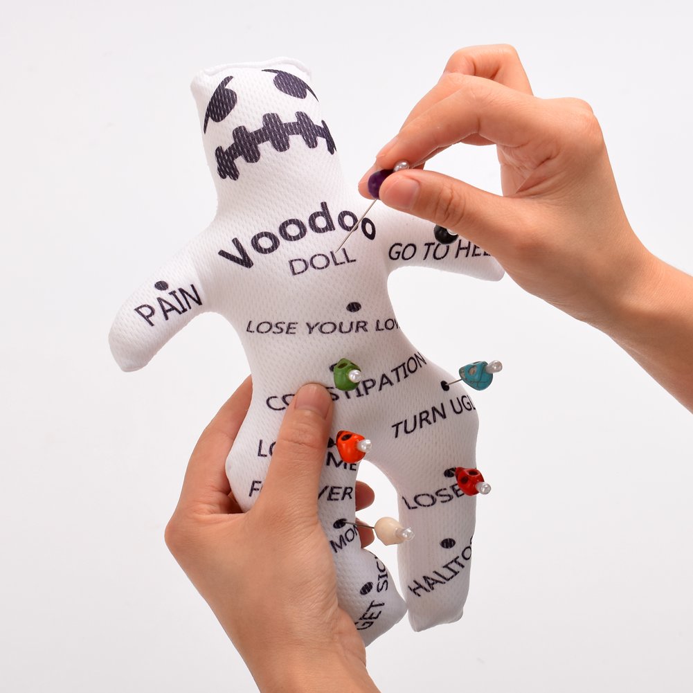 BLESSUM lalka Voodoo z 7 różnymi kolorami, czaszkami (Biały 1)