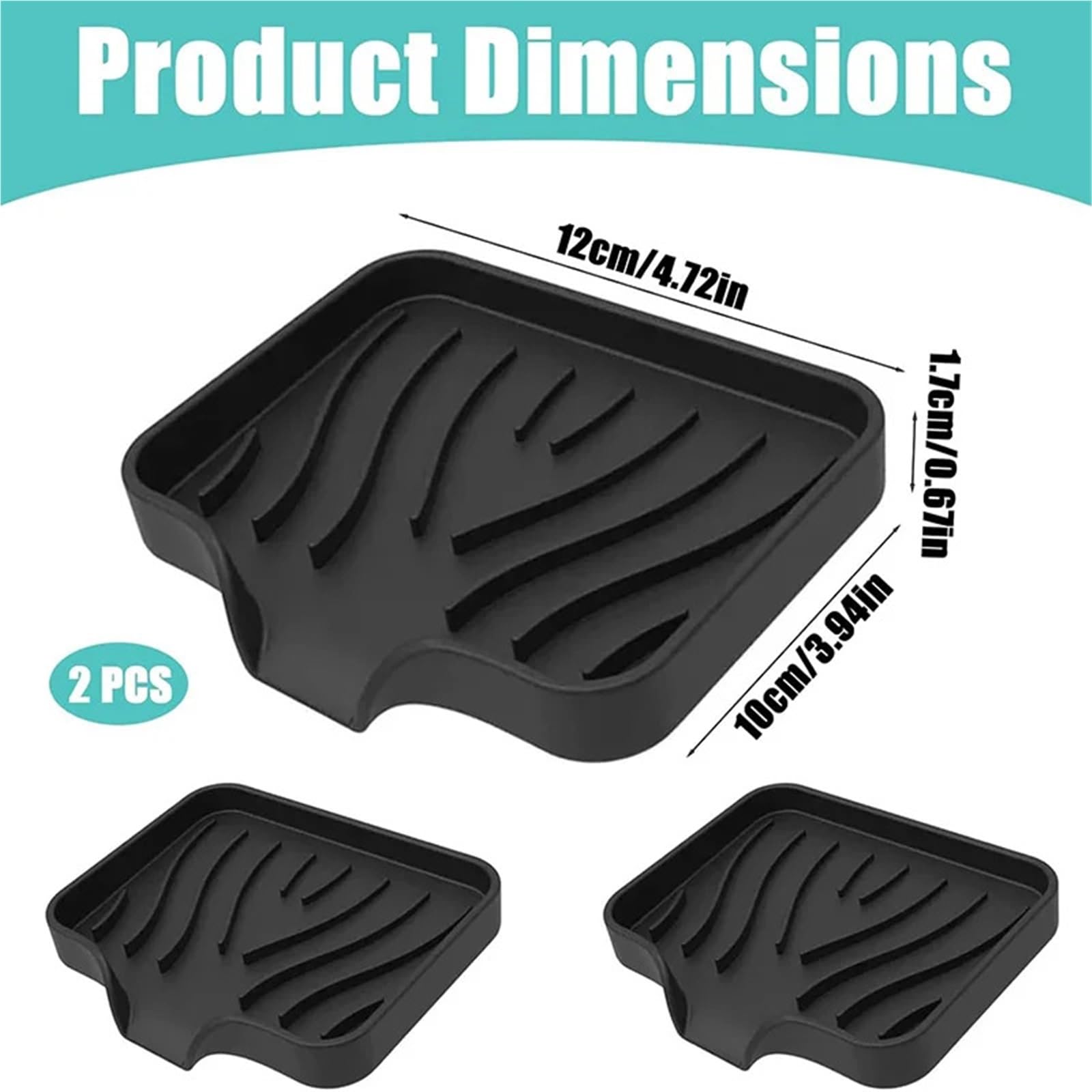 Jabonera Antideslizante, Jabonera de Silicona con Drenaje, Juego Soporte Antideslizante, Ducha, baño, Fregadero Cocina, 2 uds