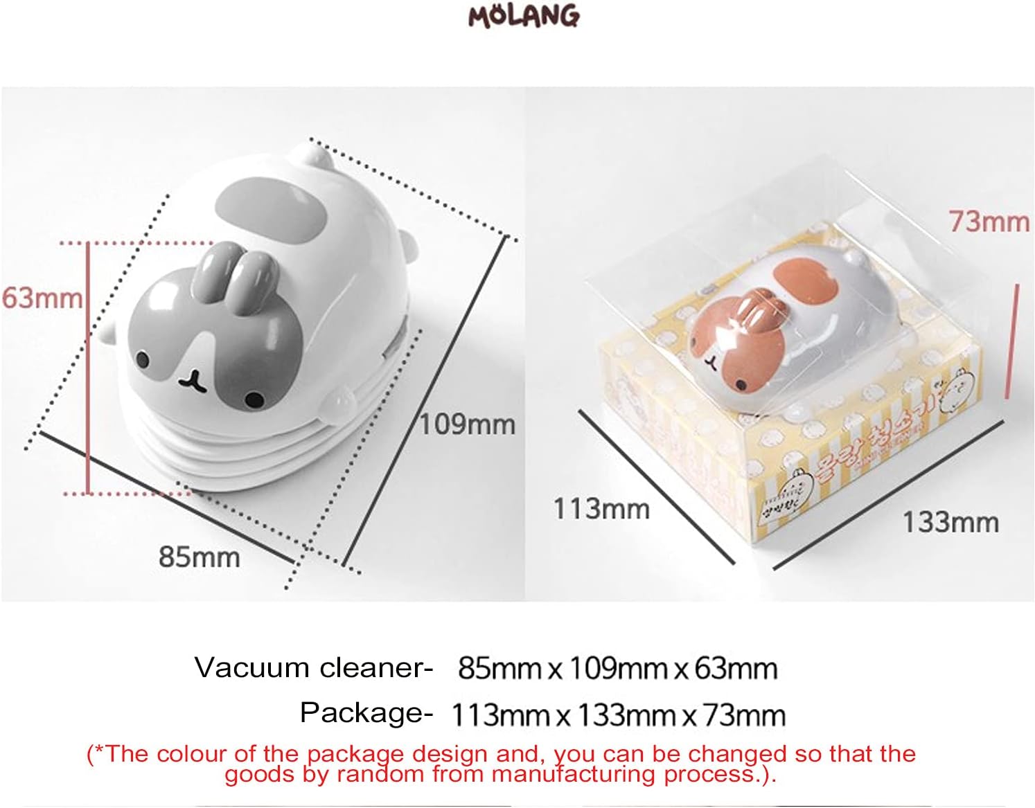 Molang Mini Desk Vacuum Cleaner, Keyboard Vacuum Table Dust Sweeper for Countertop Crumbs for Eraser Shaving Cleaner Kitchen Gadgets for Women Girl Office Supplies Christmas Birthday