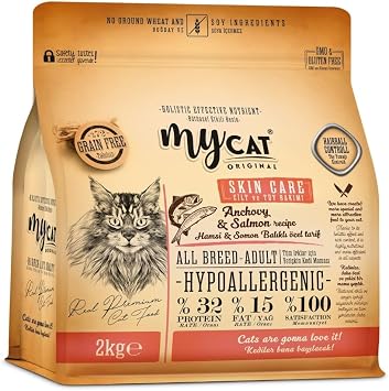 MyCat Original Az Tah ll  Hamsi & Somon Bal kl  Skin Care Yeti kin Kedi Mamas  2kg