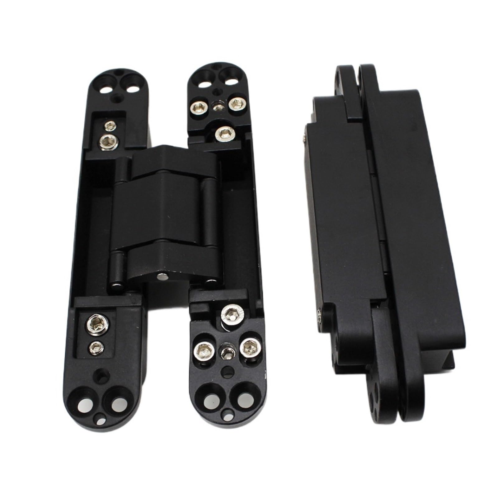 Concealed Hinge 2PCS 40KG Weight Heavy Dyty Wooden Door 180Degrees Opening Adjustable Hidden Hinge 6 Inch Casement Interior Gate Invisible(Black)