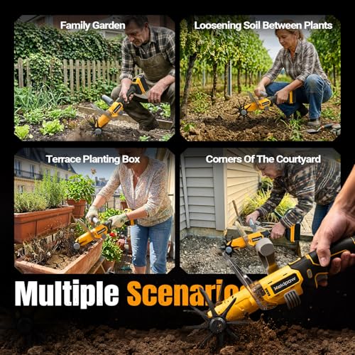 Mini Handheld Tiller Cultivator Compatible with Dewalt 20V Battery by Wallnetic - Used condition - Image 8