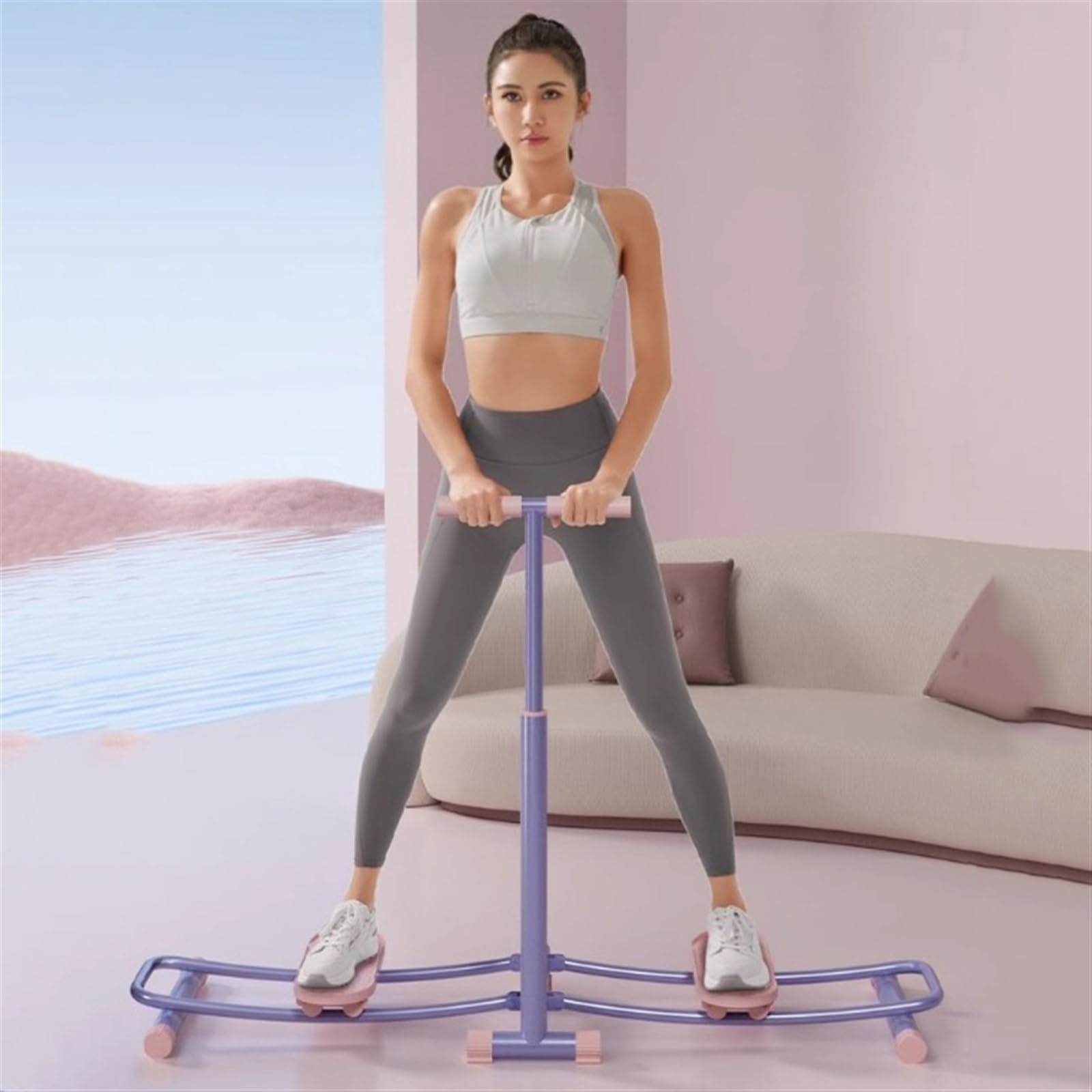 Ski Machine Dispositivo di Allenamento for Il Rafforzamento dei Muscoli del Pavimento Pelvico Femminile 2 in 1, Simulatore di Sci, Altezza del Bracciolo Regolabile(with armrests)