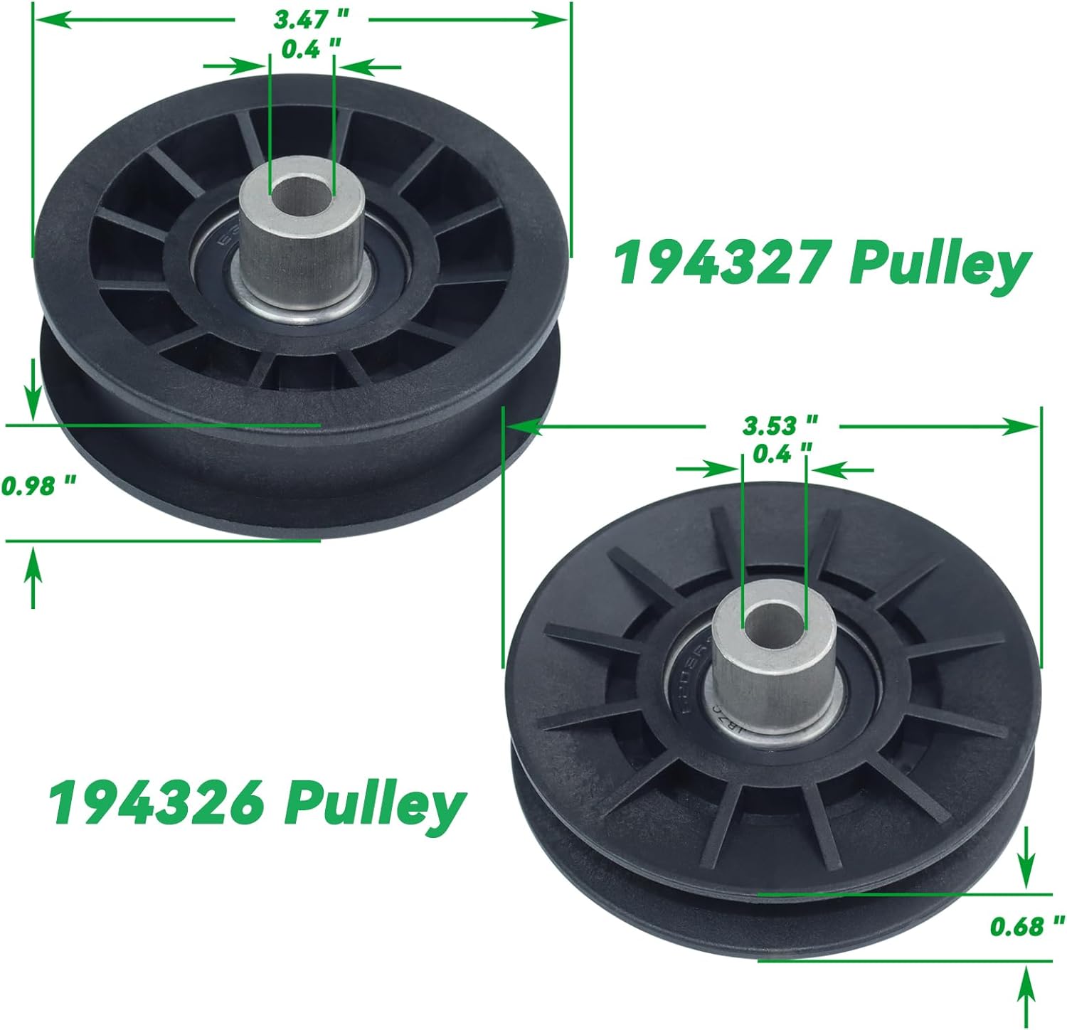 2 Pack 532194326 V-Groove Idler Pulley with 532194327 Flat Idler Pulley 592855201 Belt 1/2x93 and Hardware Kit for Husqvarna YTH22v46 YTH24v48 YTH20k46 YTH2348 YTH1542xp LGT2654 Ride Mowers