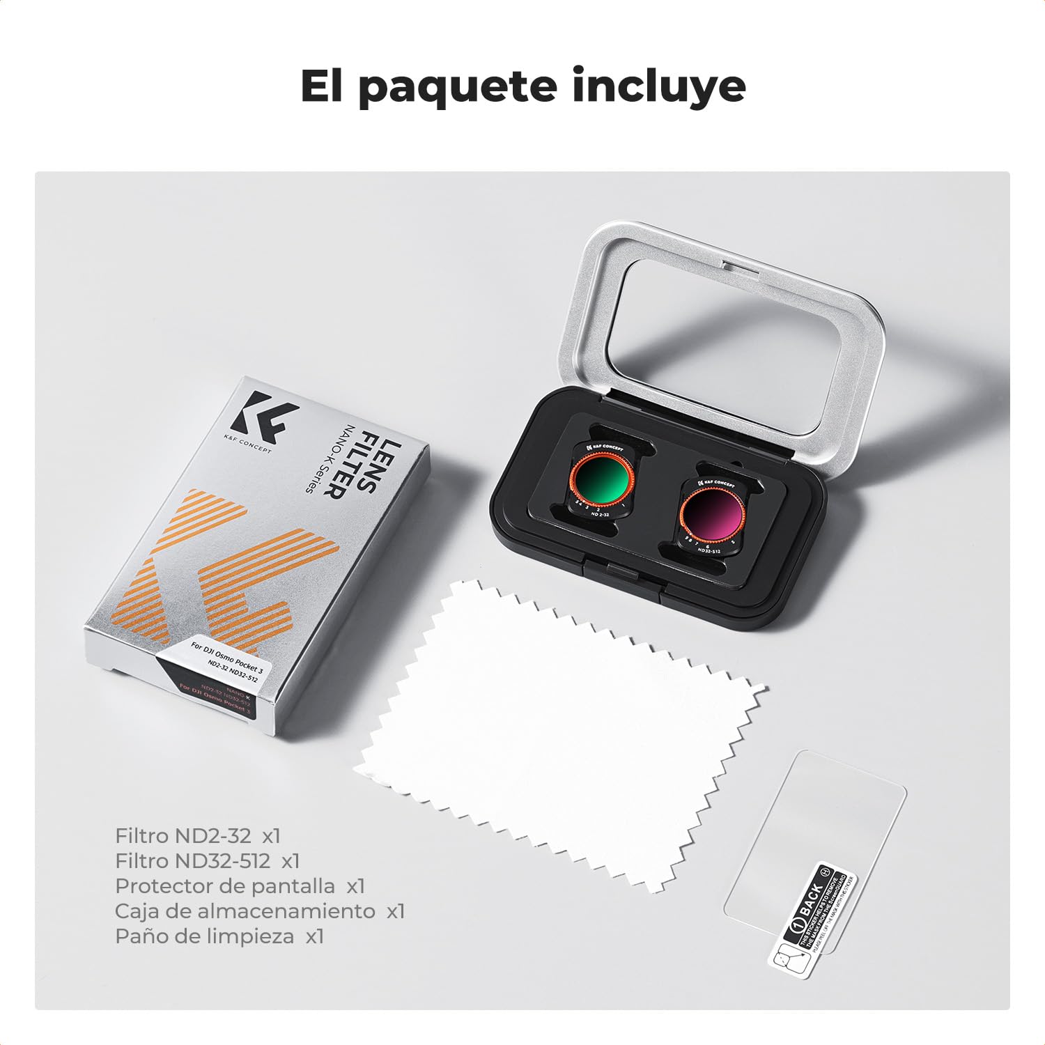 K&F CONCEPT FD161 Kit de Filtros Compatible con dji OSMO Pocket 4/3, ND Variable Filtro ND2-ND32 & ND32-ND512, Filtro Magnéticos Accesorios para Osmo Pocket 4/3 (Marco de Aluminio)