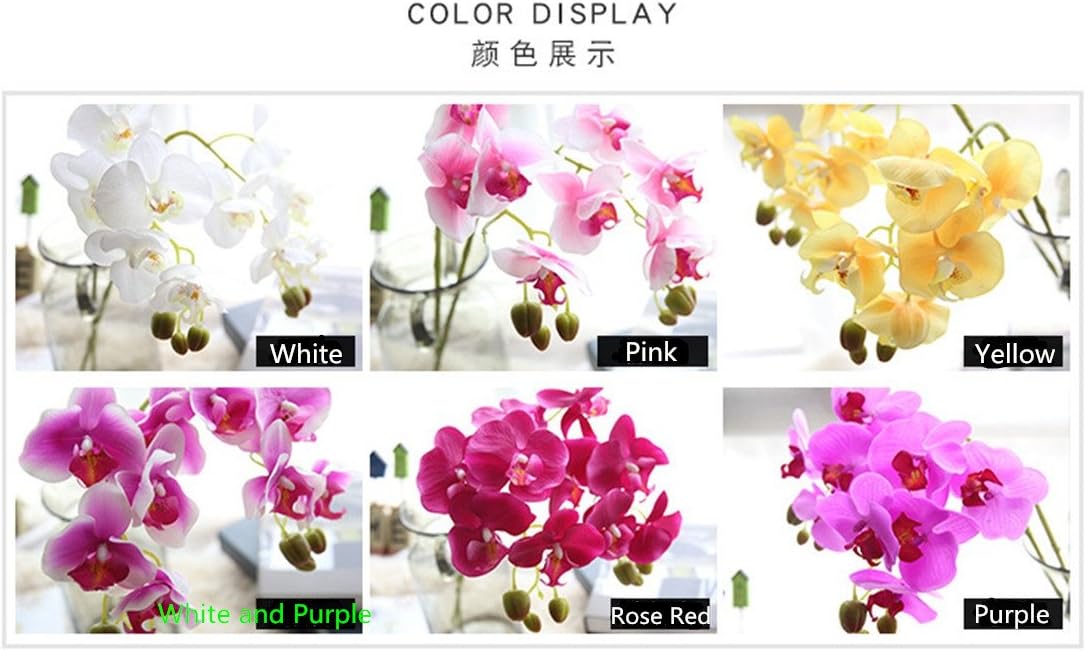 5 Pieces 28" Artificial Flowers Fake Phalaenopsis Orchids Red