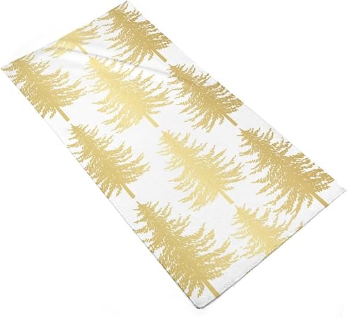 Miniatura 4 de TsyTma Toallas de baño de mano doradas con árboles de Navidad, absorbentes de nieve blanca, toalla suave para el hogar, cocina, spa, gimnasio, yoga,