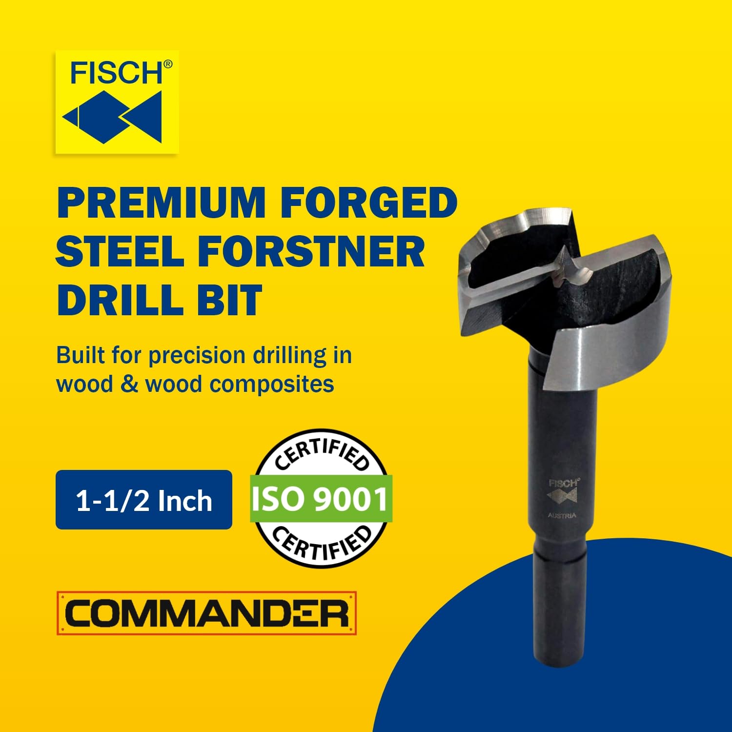 Fisch Black Shark Forged Steel Forstner Drill Bit for Woodworking