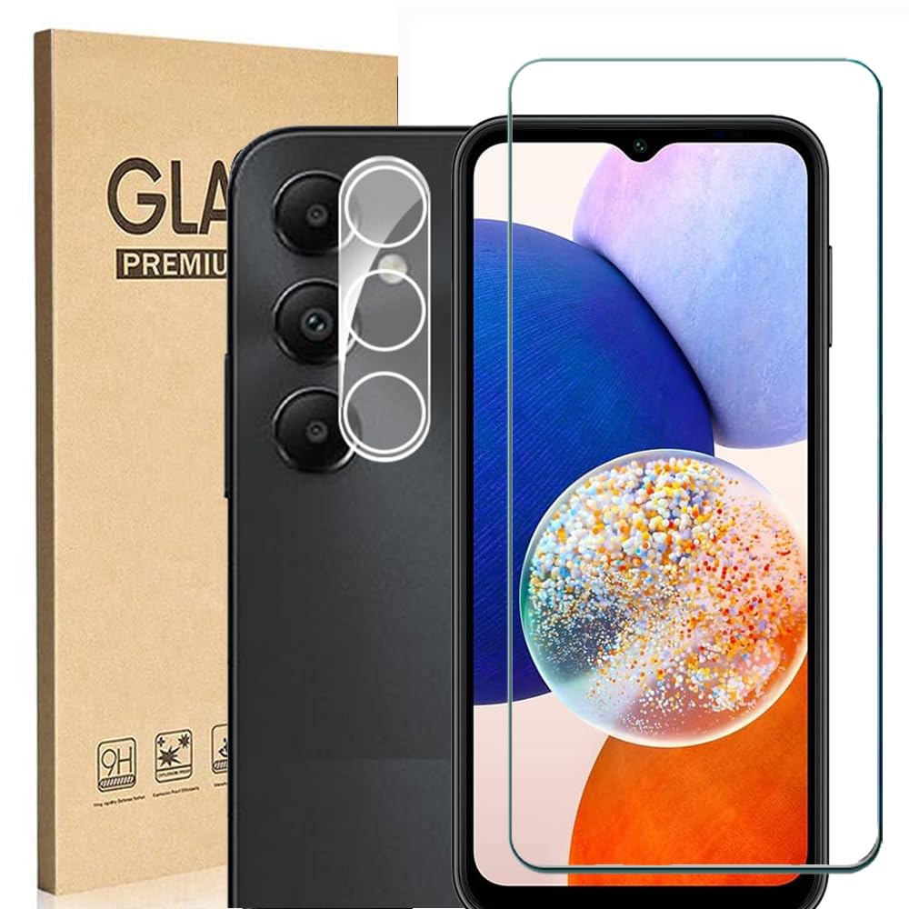 Ranyi [3+3 Pack] Compatible for Samsung Galaxy A15 5G S156V Tempered Glass Screen Protector + Camera Lens Protector, 9H Hardness Anti-Scratch No