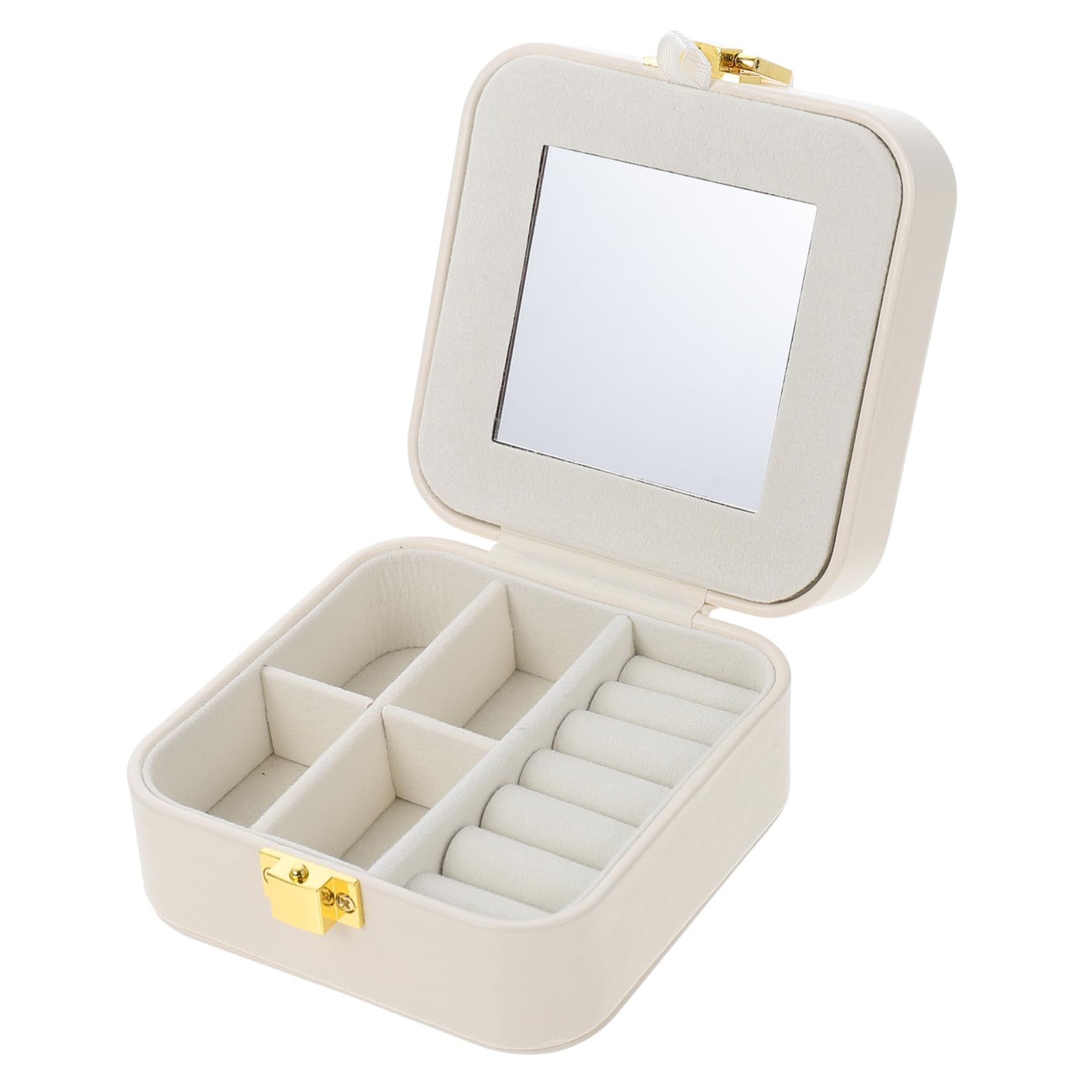 WOFASHPURET WOFASHPURET Caja caja de almacenamiento de joyas pequeño chicas compartimentos largo organizador cosmeticos organizador de cosmeticos joyero para niñas joyero con espejo franela