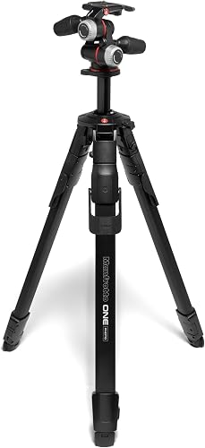 Manfrotto ONE Photo, Aluminium Tripod Kit, with XPRO 3-Way Head, 12kg Load, 90° Horizontal Column, XTEND Legs Fast Setup, Modular Feet, Professional Photo Tripod Kit for DSLR & Mirrorless Cameras