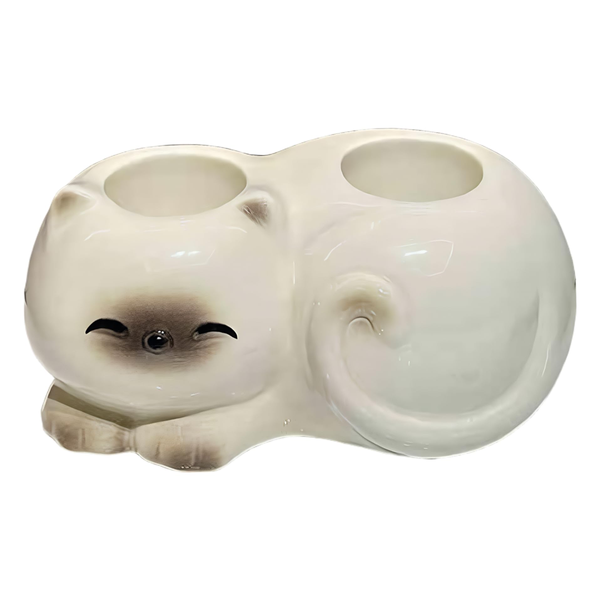 Licsaliwe Cat Toothbrush Holder - Ceramic Siamese Cat Toothbrush Holder, Electric & Manual and Toothpaste for Bathroom
