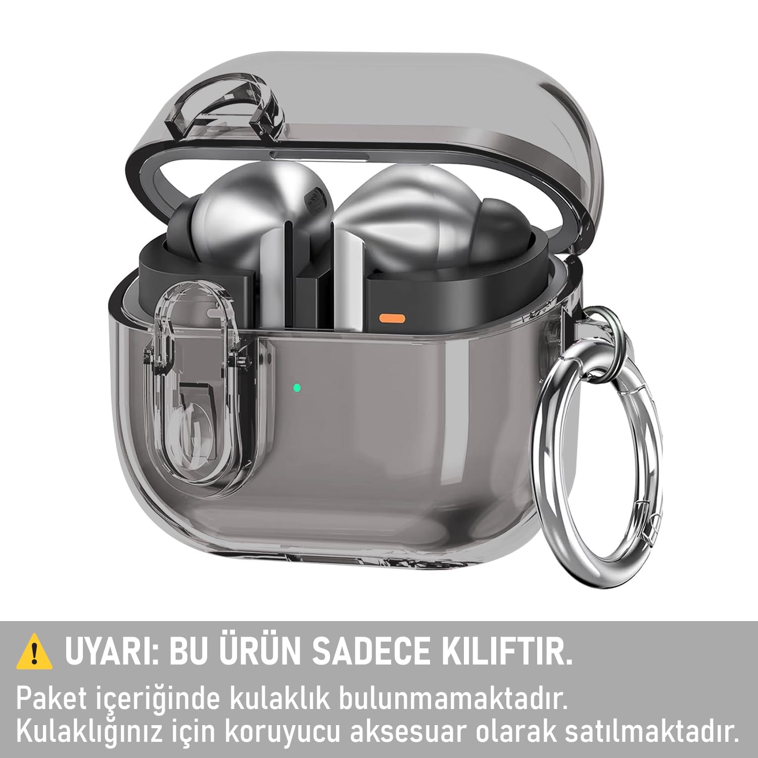 CaseOnn Samsung Galaxy Buds 3 Pro Kılıf Güvenli Kilitli Koruma Kılıfı Füme