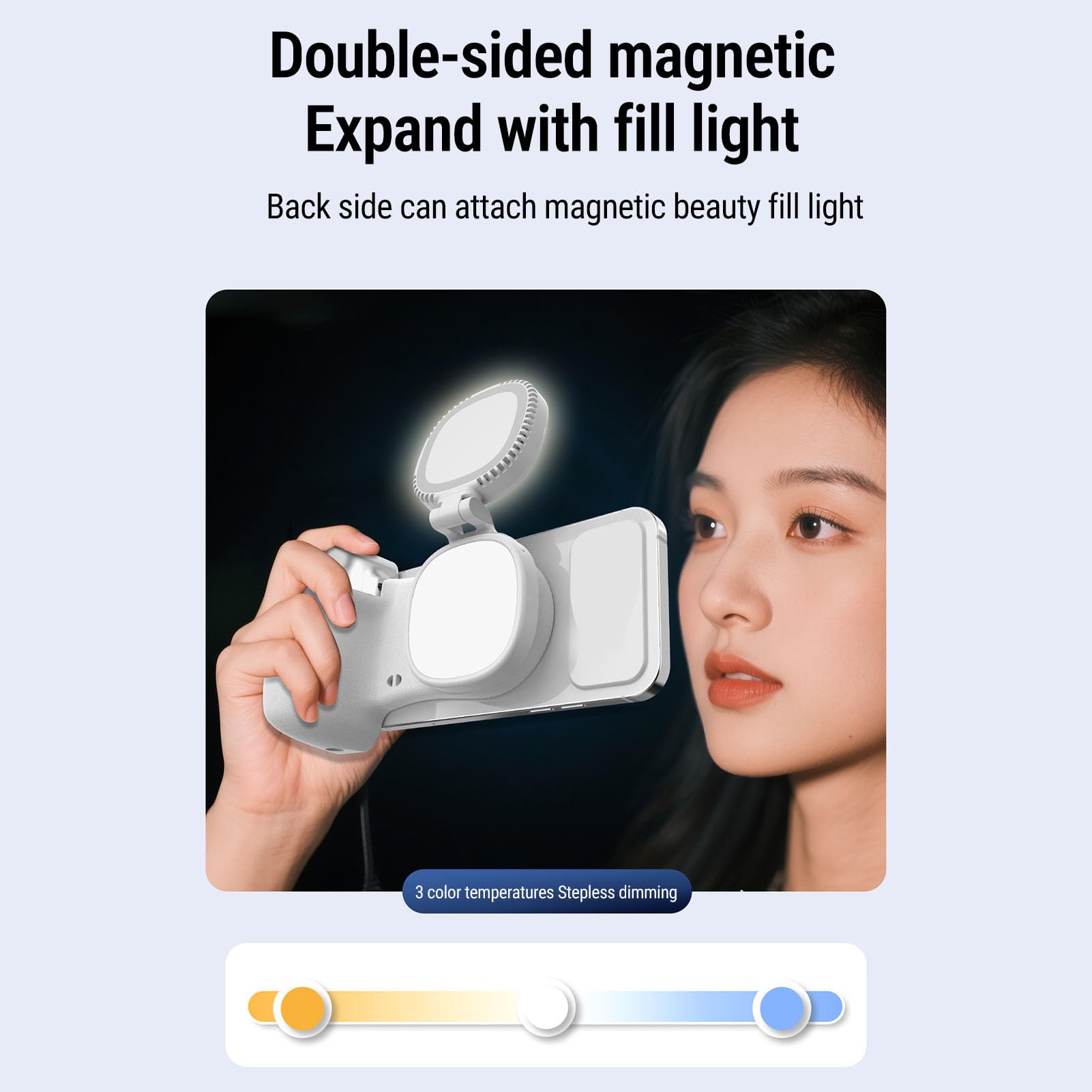 Generic **Impugnatura Magnetica per smartphone** Comoda Luce di Riempimento Remota Rimovibile per Videochiamate Fotografiche Compatibile con ABS