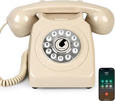 Bluetooth Landline Phone with Handset and Speakerphone, Retro Bluetooth Home Phone, Classic Bluetooth Desk Phone, Cordless Bluetooth Telephone with USB Rechargeable