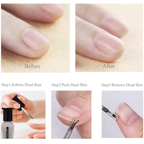 Miniatura 5 de Juego de 6 empujadores de cutículas, kit de removedor de cutículas de acero inoxidable, cortador y recortador, herramientas de manicura y pedicura