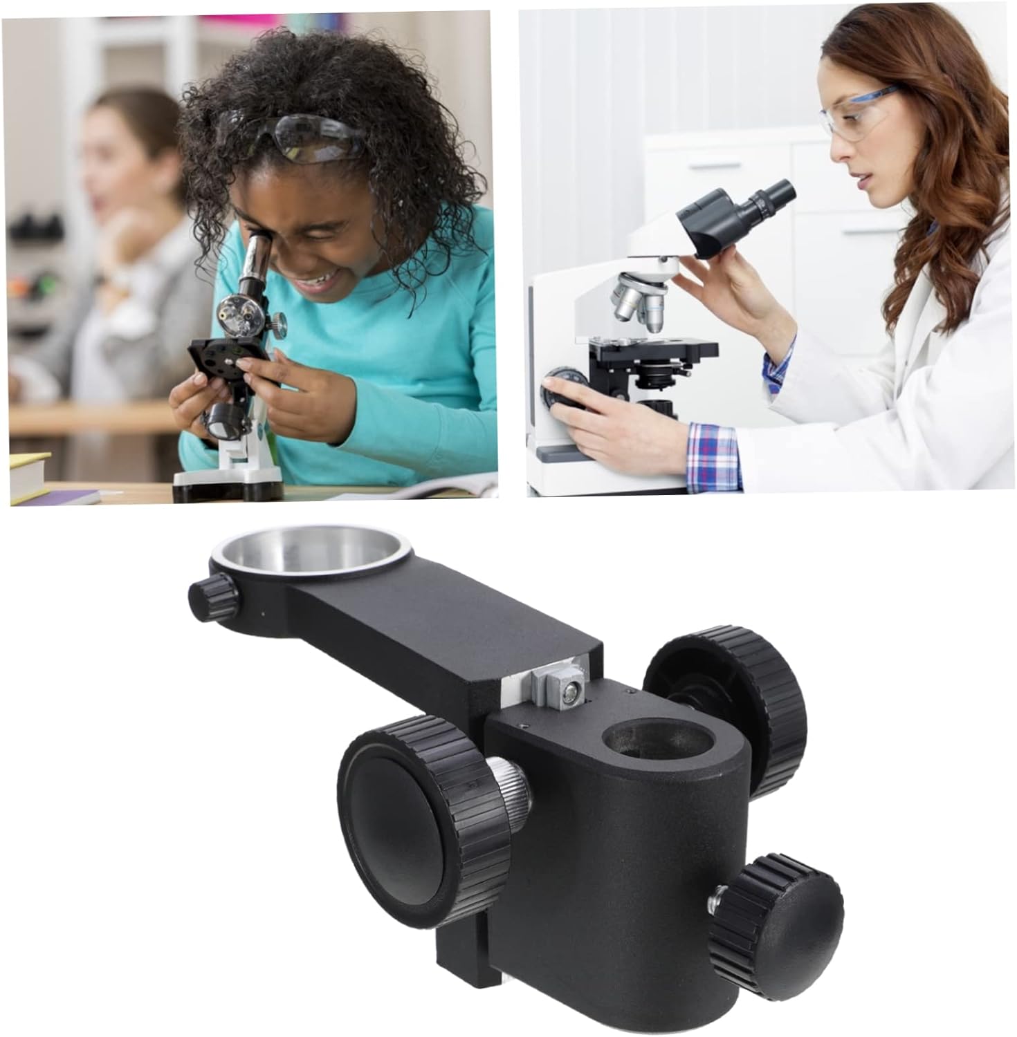 Tofficu Microscope Focusing Bracket Focusing Holder Sturdy Plastic Easy Install Industrial Microscope Accessory