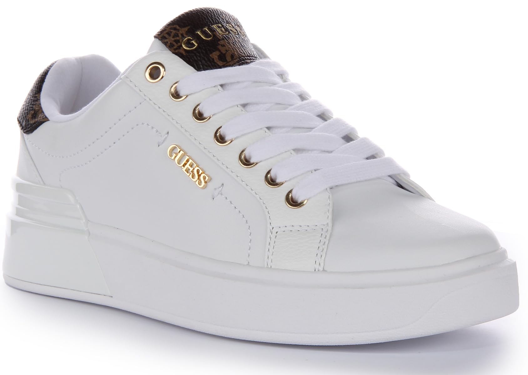 GUESS Scarpe Donna Sneaker Corlina in Ecopelle White/Brown D24GU63 FL8COAELE12