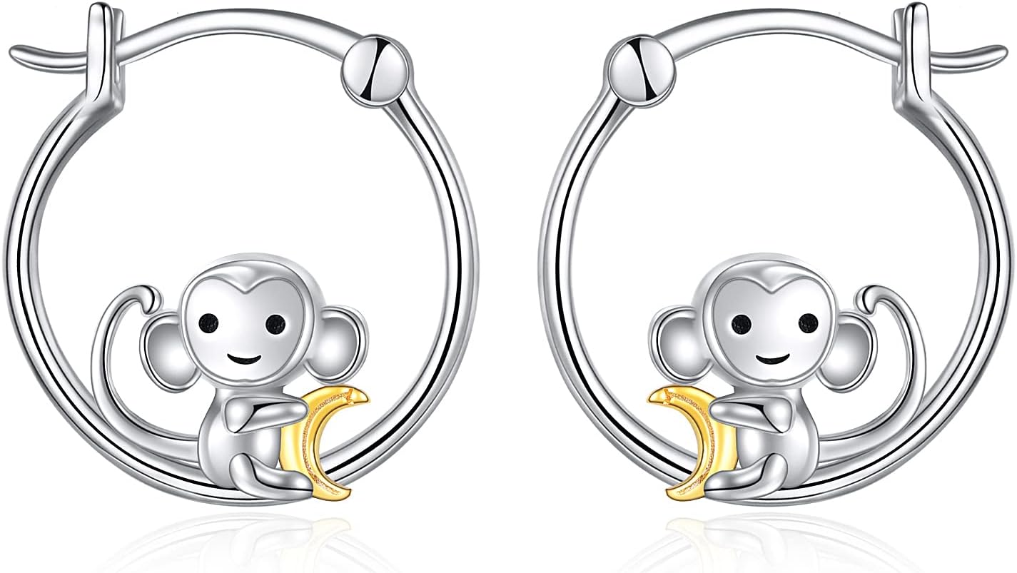Fox/Pig/Mushroom/Cat Earrings Sterling Silver Cute Hoop Earrings Animal Jewelry Gifts for Women Daughter