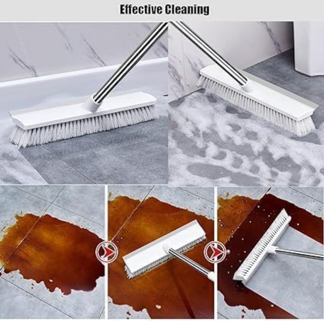 Milton Bathroom Brush 2-in-1 Bathroom Brush with Wiper Long Handle Floor Scrub Brush with 180 Rotating Head for Deep Cleaning Tiles, Toilet, Shower, Walls & Kitchen Floor Cleaning Cleaner Brush - Image 5 thumbnail