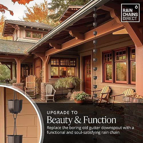 Rain Chains Direct - Flutes Rain Chain - 8.5 FT - Durable Black Powder-Coated Aluminum - Premium Rain Chains for Gutters - Image 3