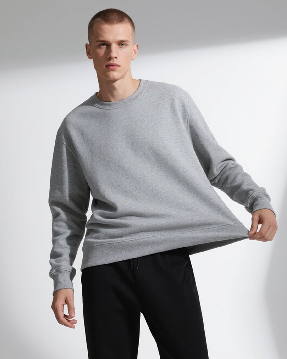 TUVEKE Men's Sweatshirts Soft Long Sleeve Crewneck Sweatshirt Midweight Fleece Sweat Shirt Breathable Pullover Sweater S-3XL - Image 4