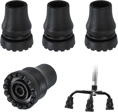 PATIKIL Puntas de bastón cuádruple de 34 pulgadas, 4 piezas de goma antideslizante, accesorios de repuesto para bastón de pie, para mujeres, hombres