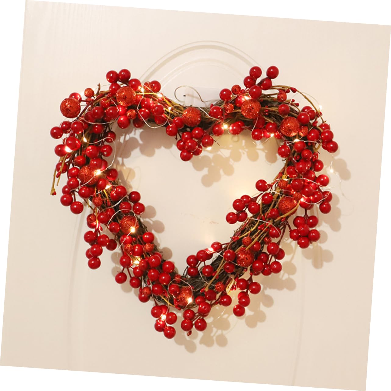 Roter Beeren Kranz Aus Rattan Für Valentinstag Herzförmige Dekoration Für Haustür Romantischer Wandschmuck Für Hochzeiten Und Partys