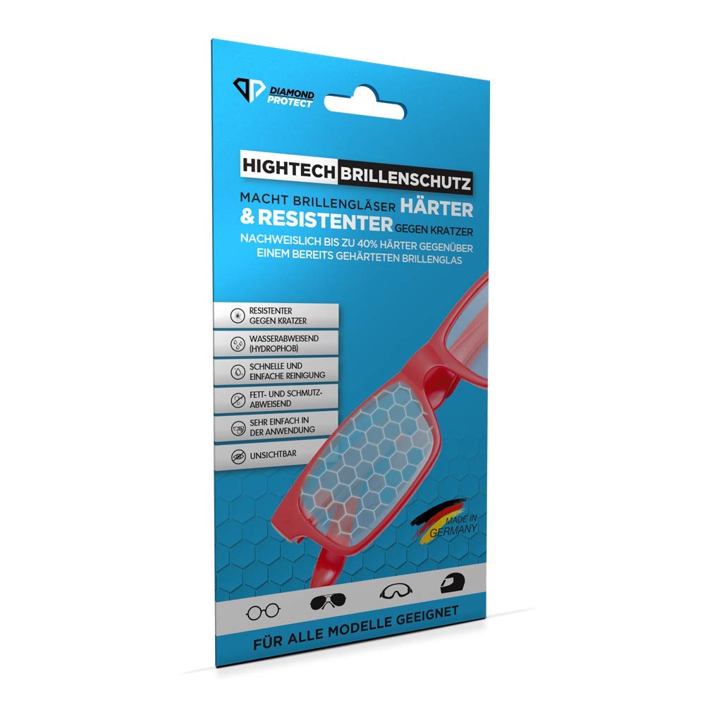 Lot de 3 protections de lunettes high-tech pour tous les verres de DiamondProtect - 40 % plus résistantes qu'un verre trempé - Fabriqué en Allemagne.