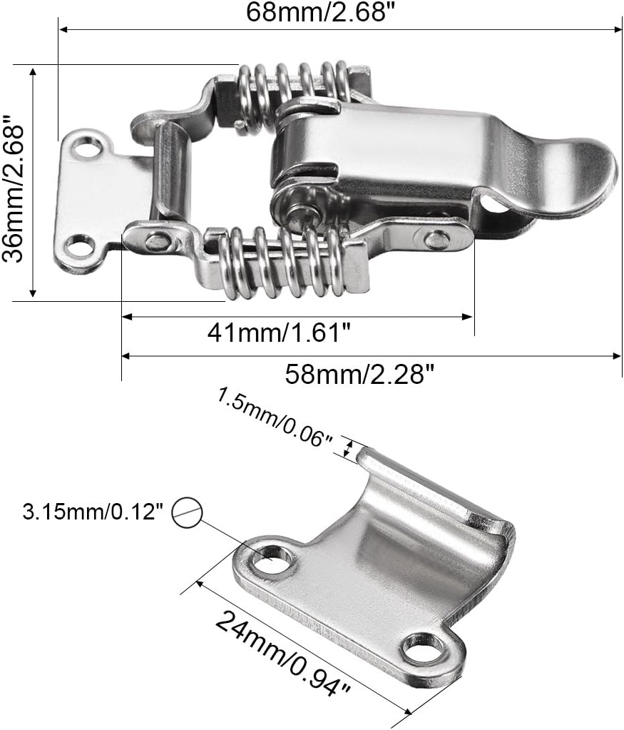 uxcell HS-022 Stainless Steel 304 Compression Spring Draw Toggle Latch Clamp, 68mm Long, Pack of 2
