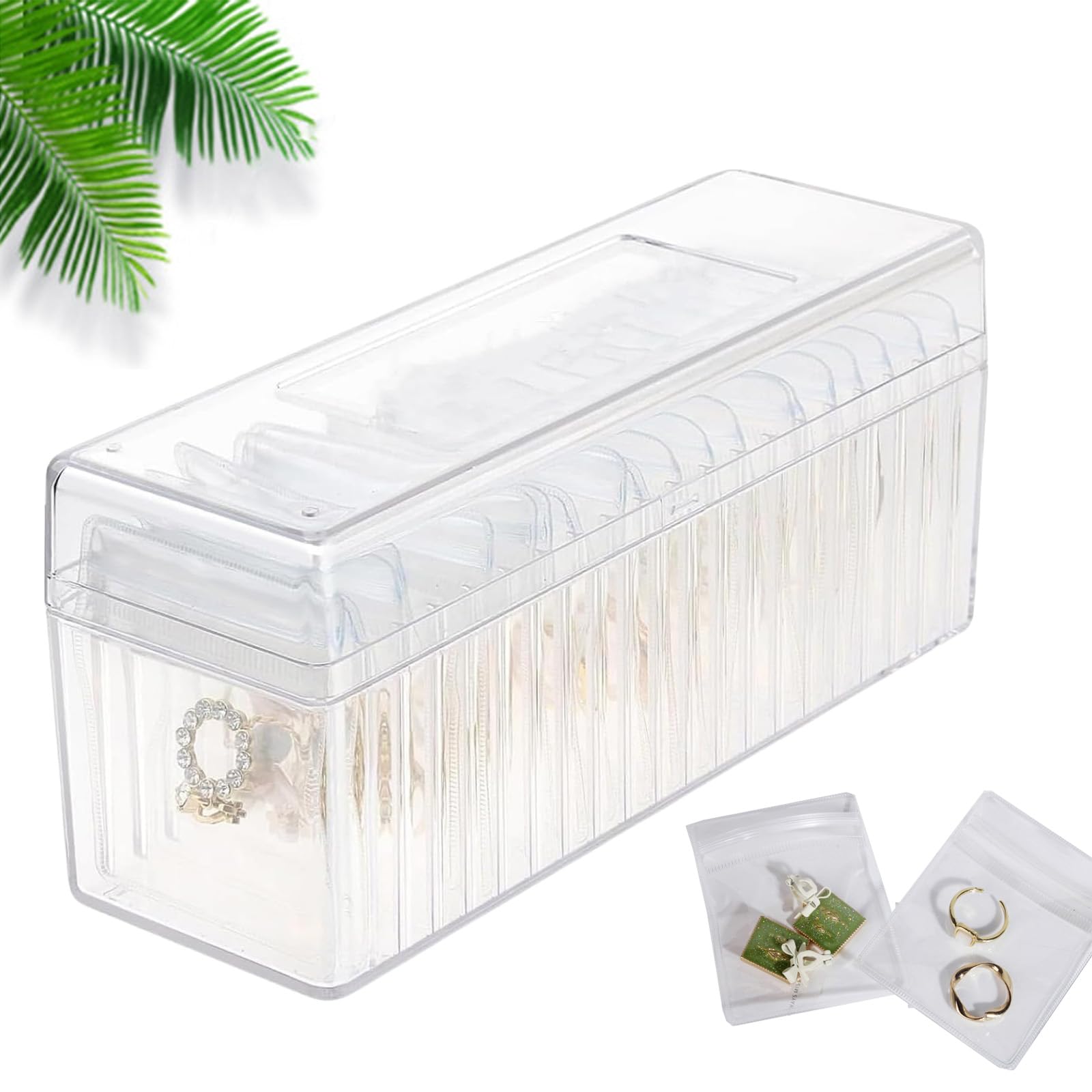 Tclnyer Acrylic Jewelry Box Organizer with 20 Portable Anti Tarnish Jewelry Bags, Jewelry Organizers and Storage, Clear Jewelry Organizer Holder for Rings, Earrings, Necklace (Box+20Bags)