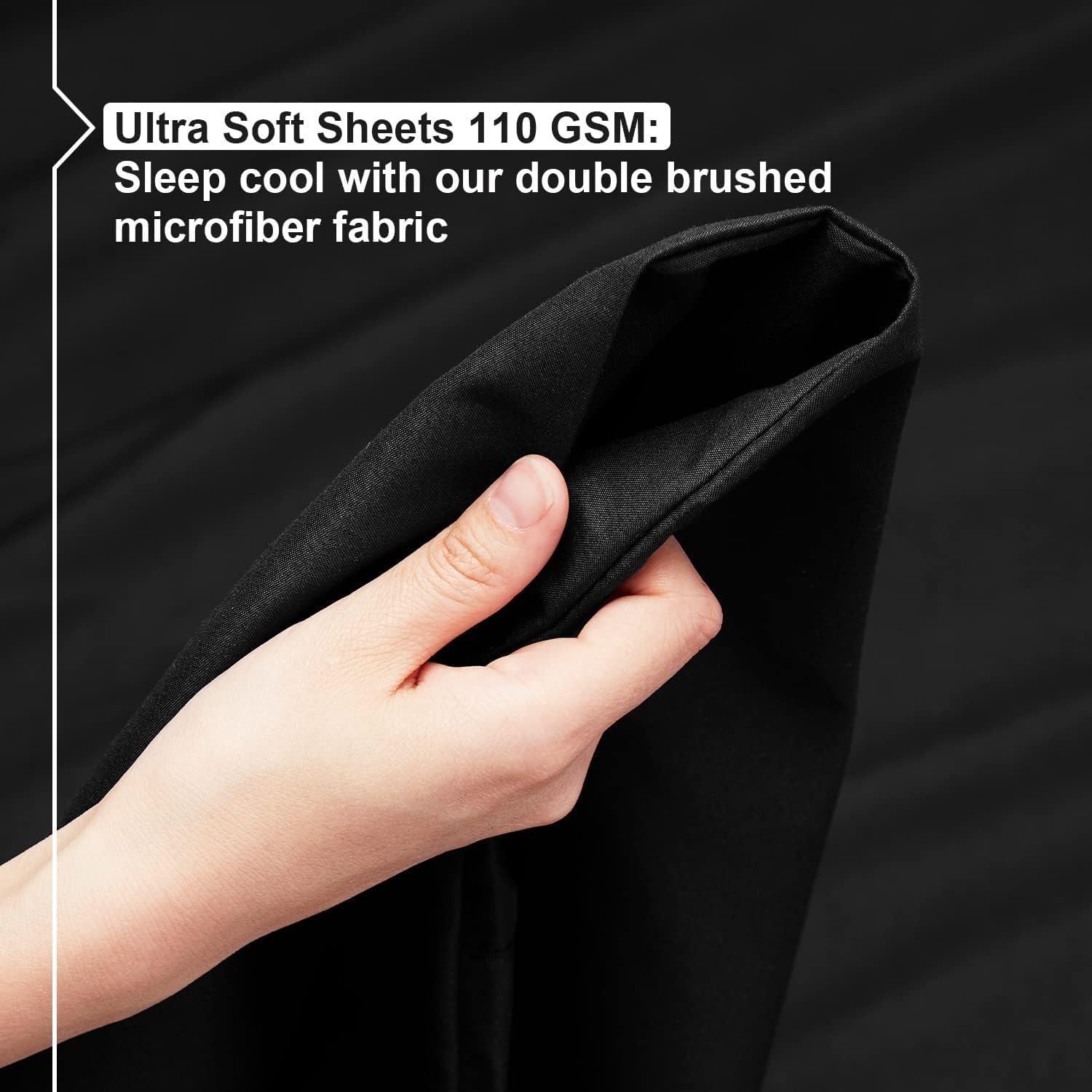 Empyrean Queen Sheets - 4 PC Super Soft Bed Sheets Queen Size - Double Brushed Microfiber Queen Size Sheets - Hotel Luxury Black Queen Bed Sheets Set, with 4 Corner Elastic Straps