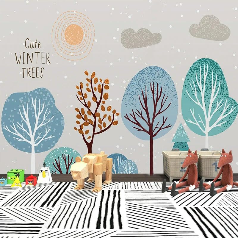 Forêt dessin animé en peinture murale pour décorer la chambre enfant