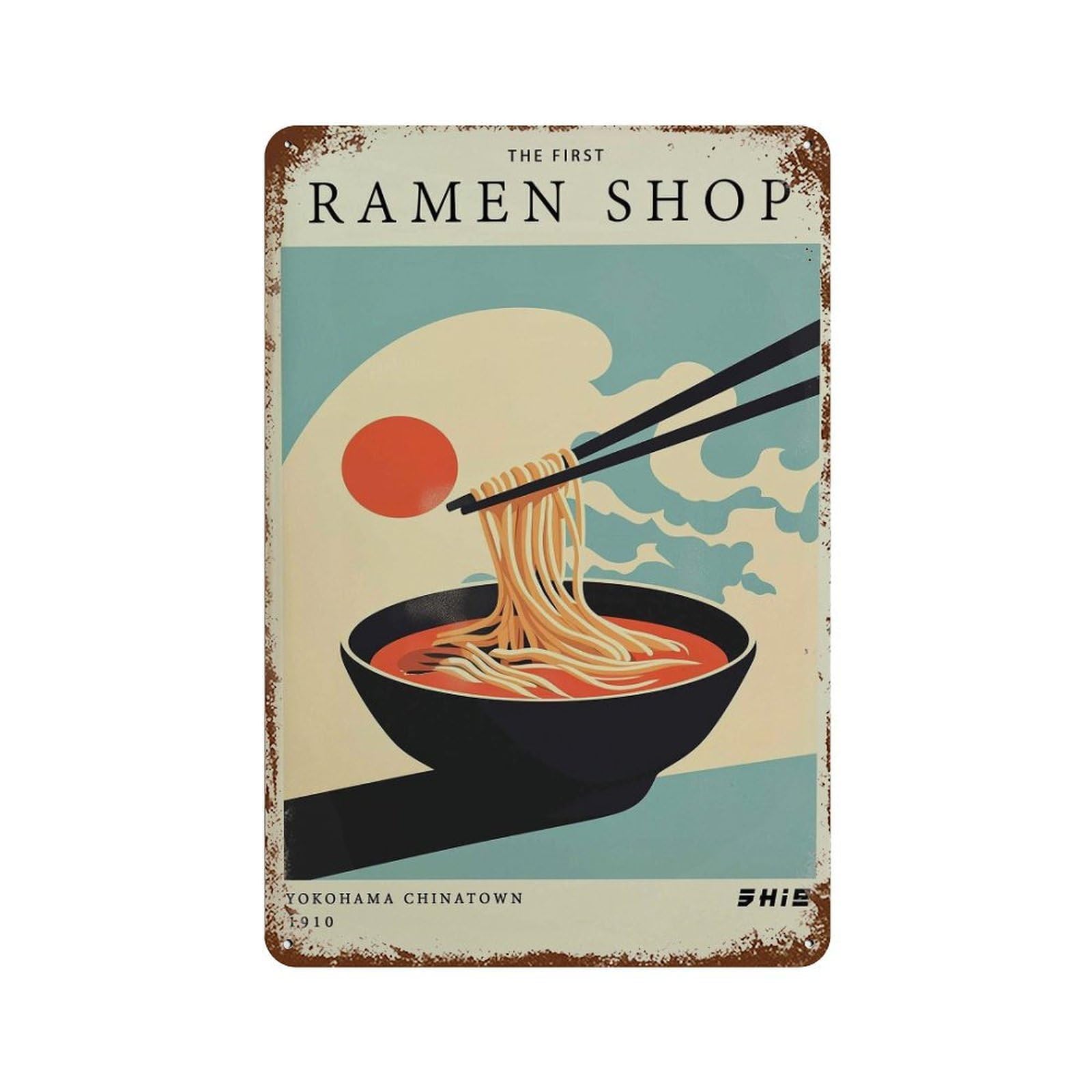 xiaoxiaoshen Ramen Shop Retro Japanese Noodle Minimalist Food Modern Kitchen Bowl Work Wall Decor Art Metal Tin Poster Modern Home Decor Art Home Bar Shop Decorations Vintage Sign 30x20cm