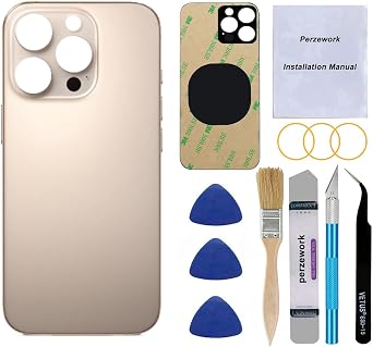OEM Rear Back Glass Replacement for iPhone 16 Pro 6.3-inches with Reparing Tool Kit and Pre-Installed Adhesive Desert Titanium