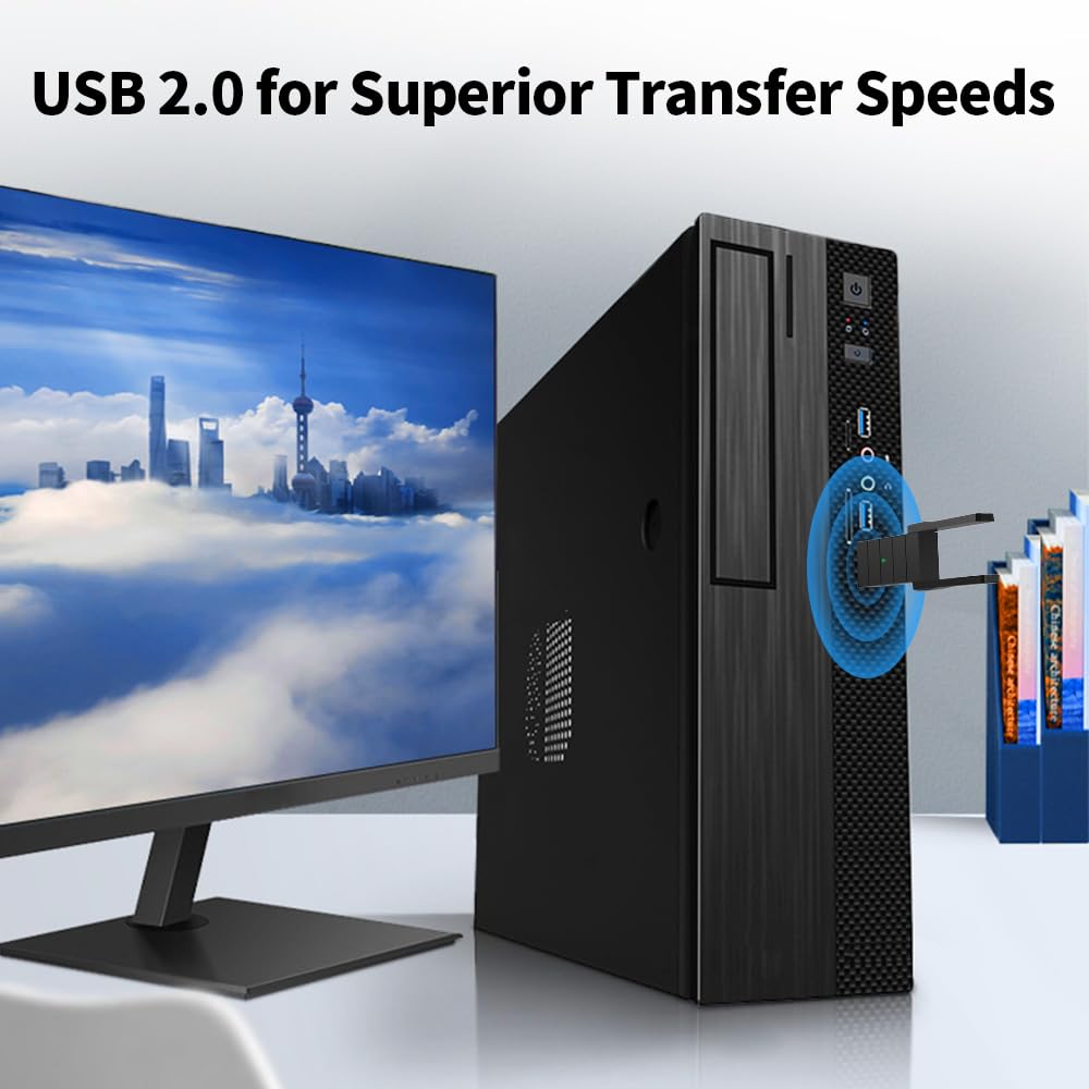 Adaptador WiFi USB de 1300 Mbps, adaptador de red inalámbrico de doble banda de 2.4 GHz/5.8 GHz para PC de escritorio, USB 2.0, antena dual de alta ganancia, compatible con Windows 10/11