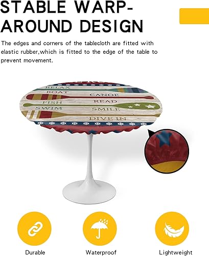 Miniatura 10 de Mantel redondo ajustable con diseño de muñeco de nieve de dibujos animados para mesas de comedor, mantel con bordes elásticos, para Navidad, copos