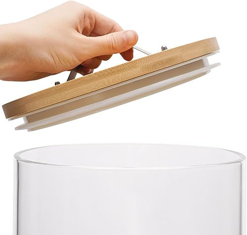 Miniatura 6 de Dispensador de arroz de vidrio, recipiente de almacenamiento de arroz, recipiente de harina y cereales con tapa hermética y soporte, recipiente de