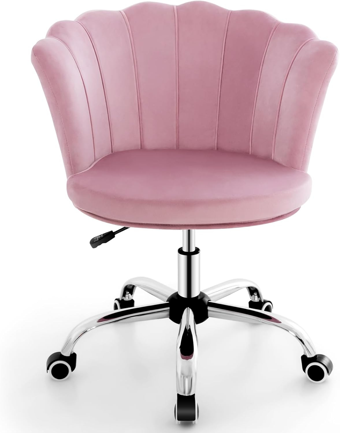 Giantex Velvet Office Desk Chair Pink, Modern Vanity Chair