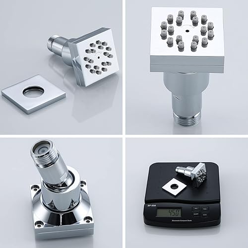 Miniatura 14 de Juego de ducha de latón con chorro de masaje cuadrado, de la marca RANDOM, de níquel cepillado, cromado, bronce aceitado y oro cepillado. C-Negro