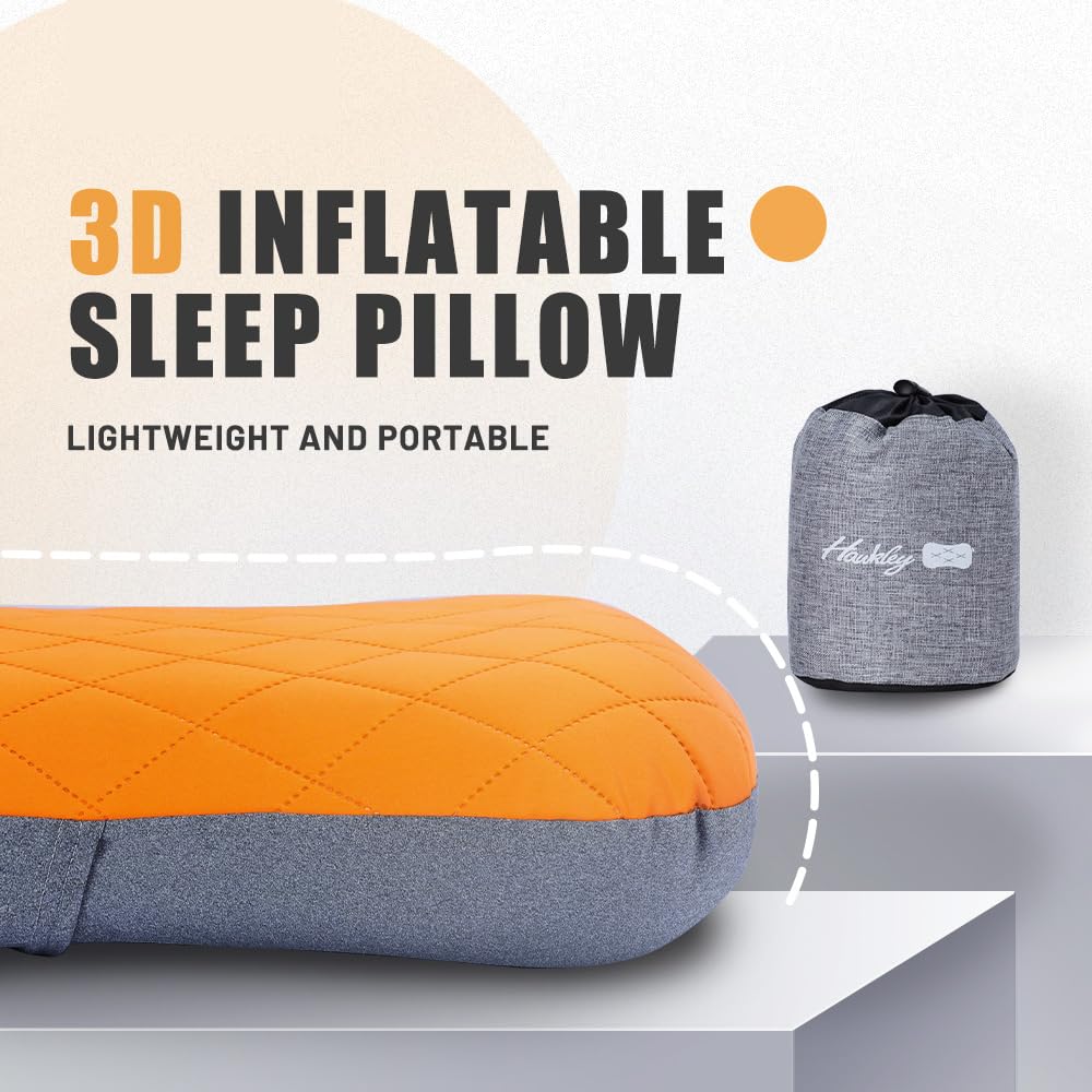 I1MOTOR Camping Pillow, Ultralight Inflatable Pillow, Compressible Compact Travel Pillow, Ergonomic for Neck & Lumbar Support, for Camping, Hiking, Backpacking