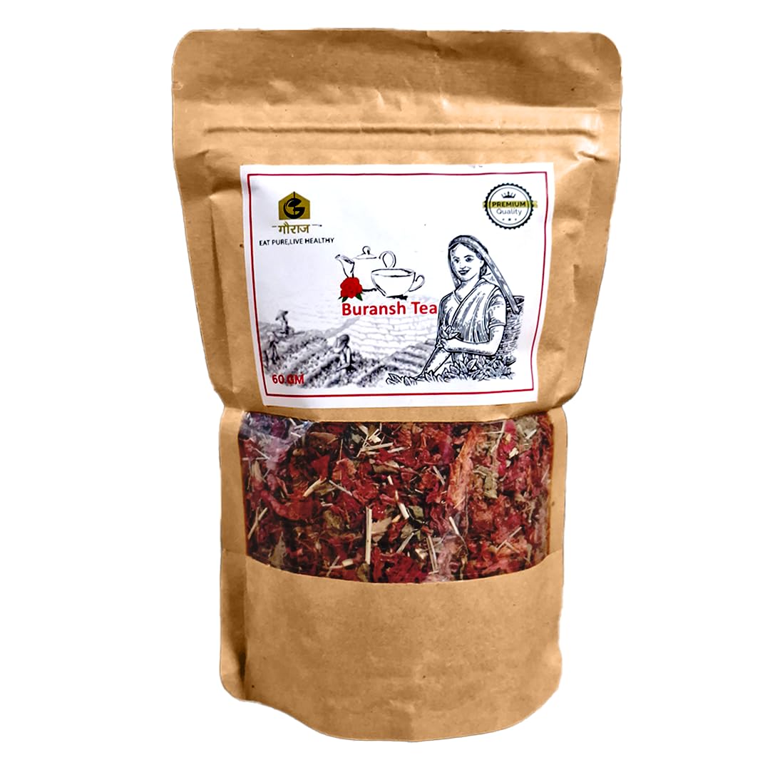 Gauraaj Buransh Tea – 60g | Himalayan Rhododendron Flower Tea | Traditional Himalayan Ingredient for Beverages | Nourishes Skin | Immunity Booster | Herbal Tea For Refreshment, Soothing & Calmness-image-40
