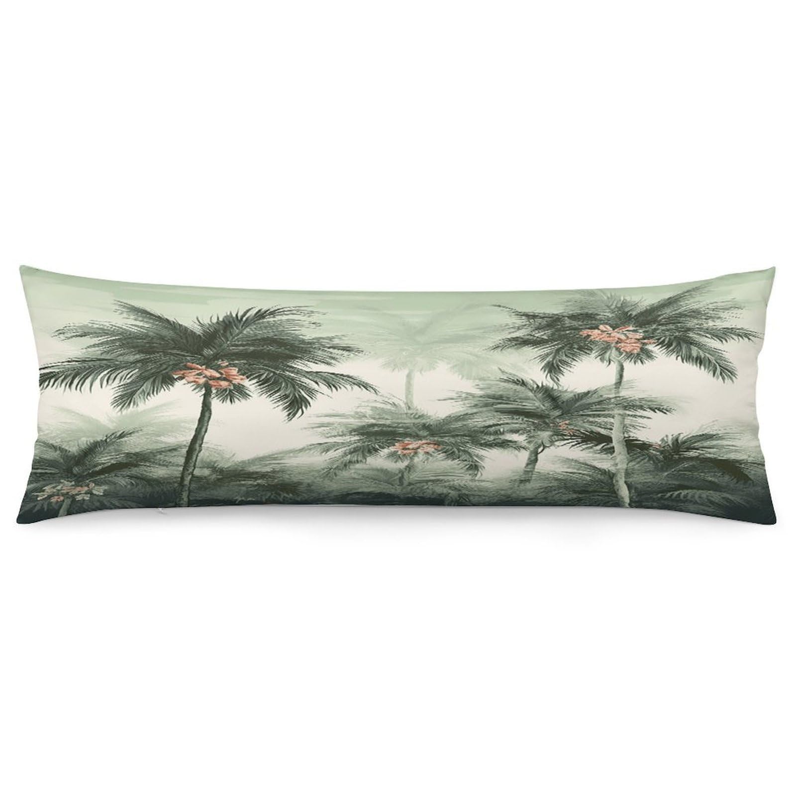 Tropical Palm Trees Pillowcase Basics Body Pillow Pillowcase with Zipper Retro Pillows Protector Long Pillow Case Cover for Hot Sleepers and Night Sweats