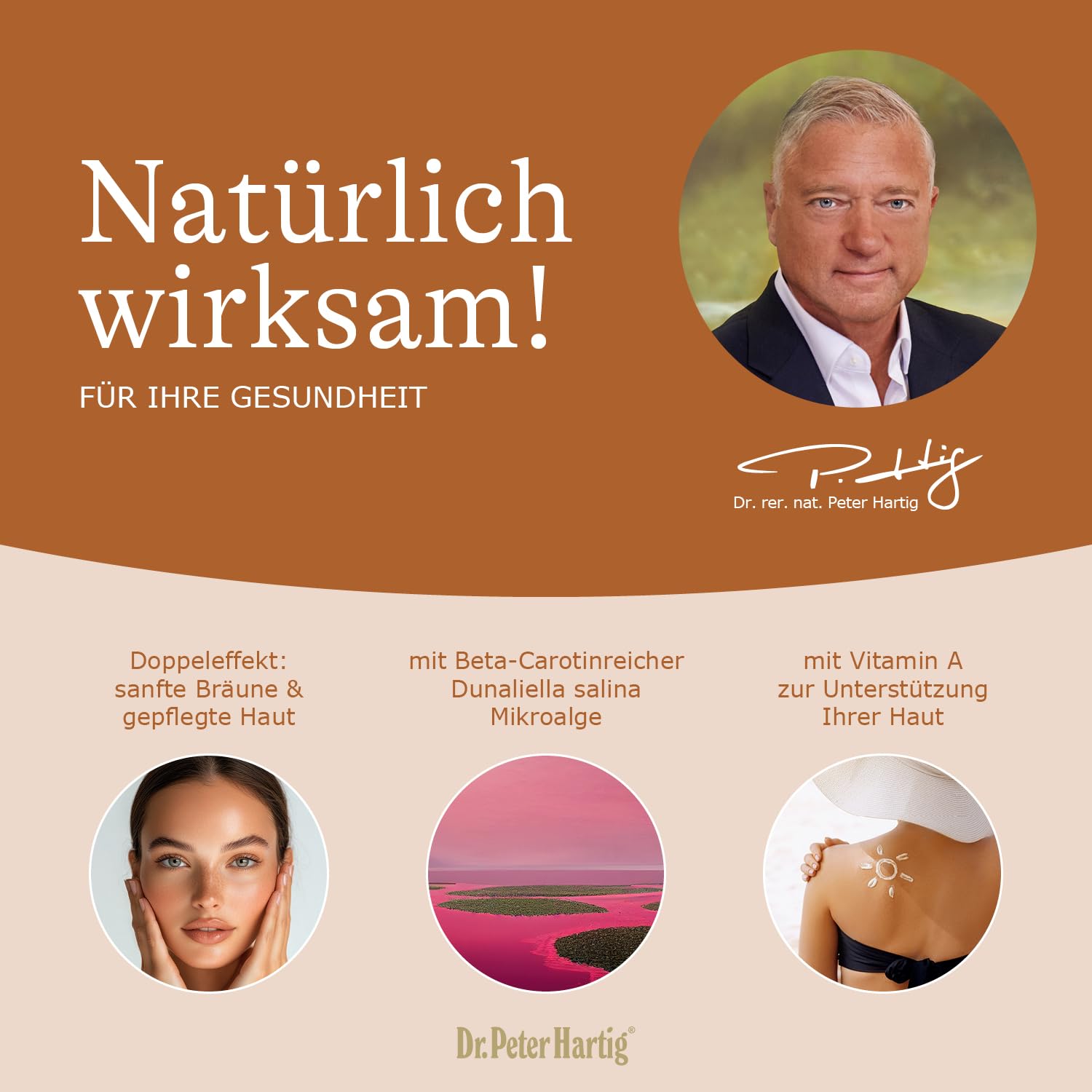 Dr. Peter Hartig Sunny – Natürliche Bräune & Hautpflege mit Karottensamenöl, Carotinoiden, Vitamin A und Folsäure – 200 Kapseln für Strahlende Haut, ohne Selbstbräuner, 100-Tage-Vorrat