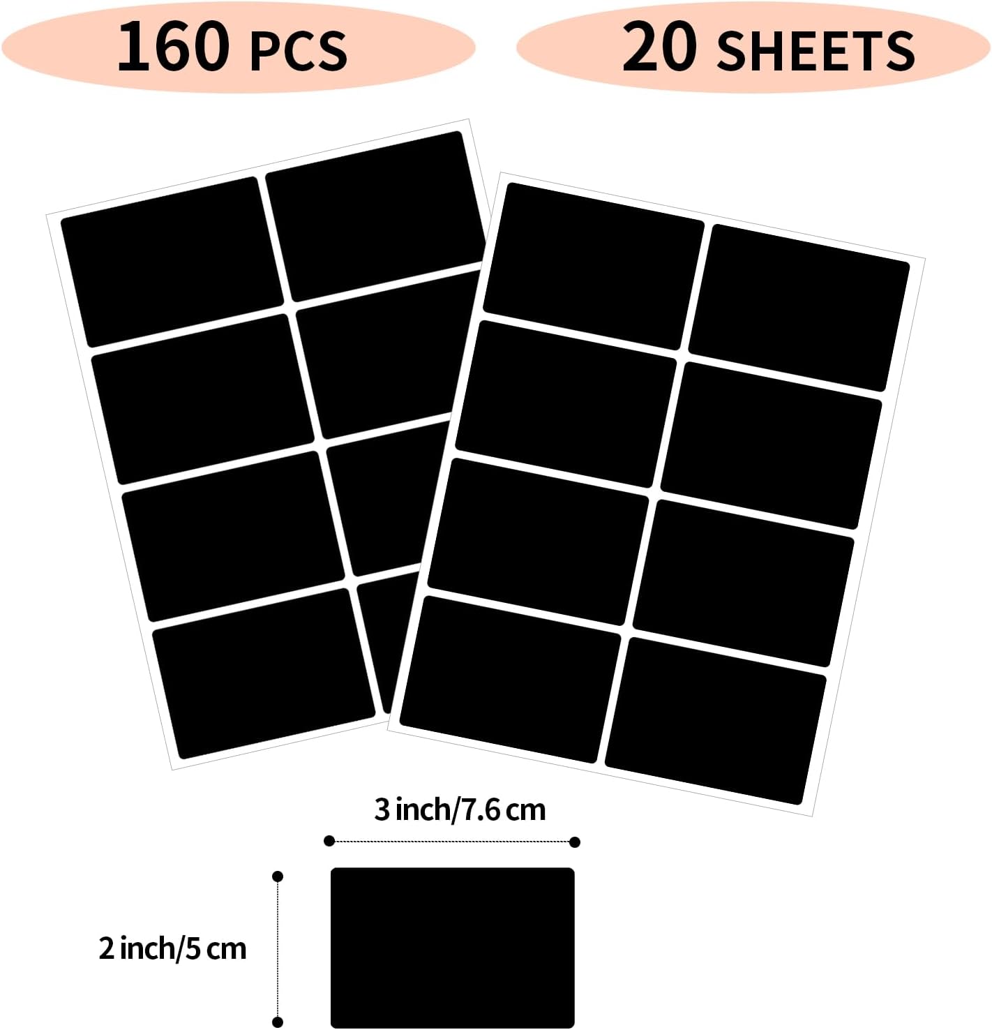Black Removable Labels Stickers, 2X3 Inch Removable Large Label Stickers for Moving Boxes and Storage Bins- Waterproof- Tear Resistant image 2